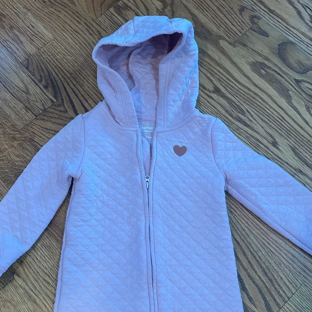 Baby Girl Quilted Hooded One Piece Suit. Size 24 Months. Excellent to Like New.